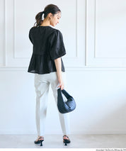 Japanese-style sheer puff sleeve pleated patchwork jacket
