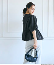 Japanese-style sheer puff sleeve pleated patchwork jacket