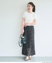 Lightweight chiffon printed A-line skirt