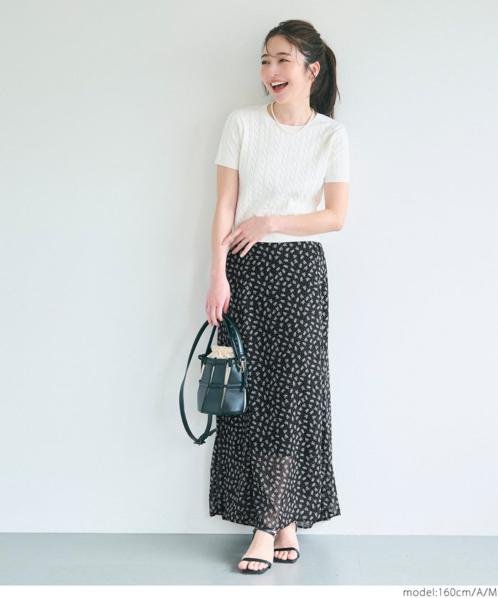Lightweight chiffon printed A-line skirt