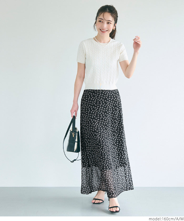 Lightweight chiffon printed A-line skirt