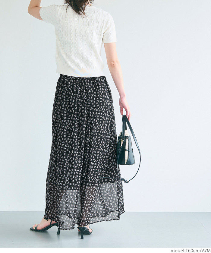 Lightweight chiffon printed A-line skirt