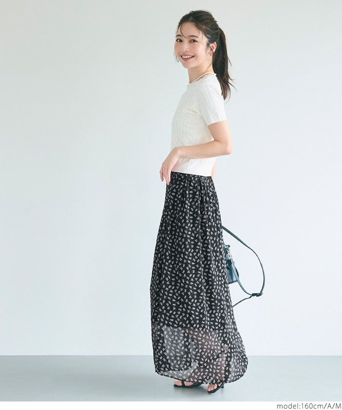 Lightweight chiffon printed A-line skirt