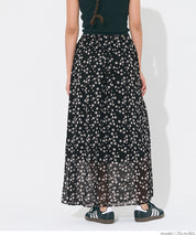Lightweight chiffon printed A-line skirt