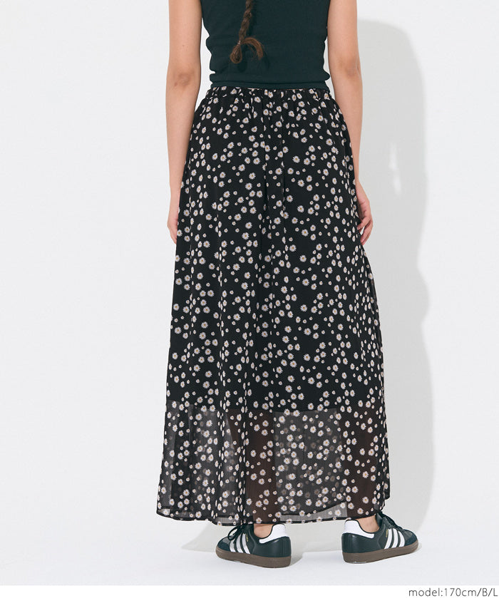 Lightweight chiffon printed A-line skirt