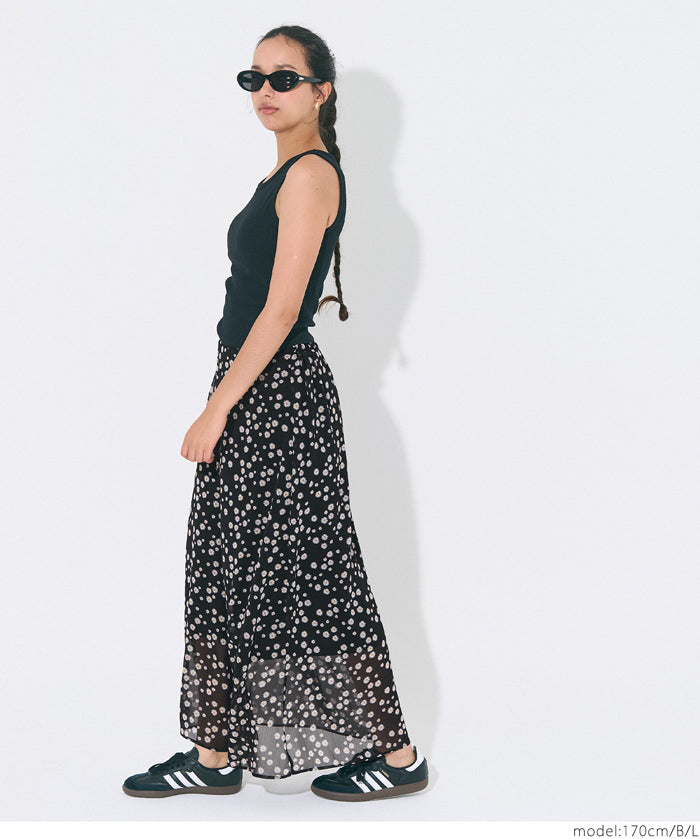 Lightweight chiffon printed A-line skirt