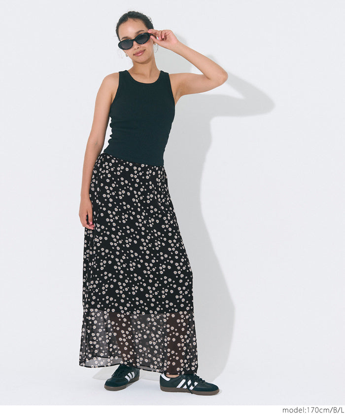Lightweight chiffon printed A-line skirt