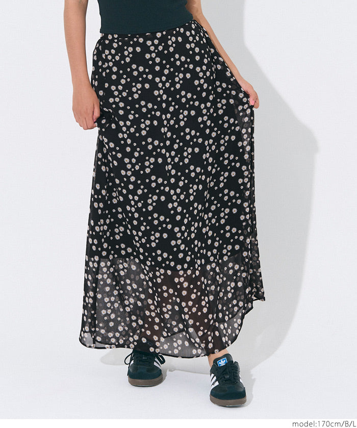 Lightweight chiffon printed A-line skirt