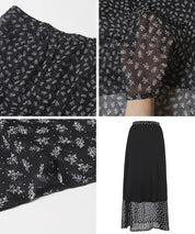 Lightweight chiffon printed A-line skirt