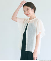 Japanese-style translucent lotus leaf round neck 2Way shirt