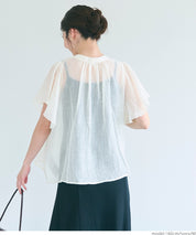 Japanese-style translucent lotus leaf round neck 2Way shirt