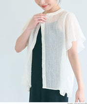 Japanese-style translucent lotus leaf round neck 2Way shirt