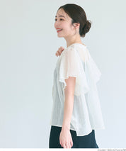 Japanese-style translucent lotus leaf round neck 2Way shirt