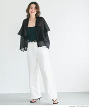 Japanese-style translucent lotus leaf round neck 2Way shirt