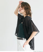 Japanese-style translucent lotus leaf round neck 2Way shirt