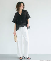 Japanese-style translucent lotus leaf round neck 2Way shirt