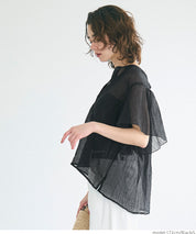 Japanese-style translucent lotus leaf round neck 2Way shirt