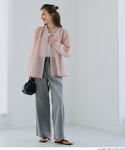 Round neck sheer A-line slim shirt