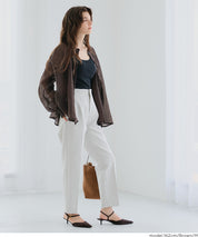 Round neck sheer A-line slim shirt