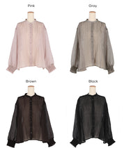 Round neck sheer A-line slim shirt