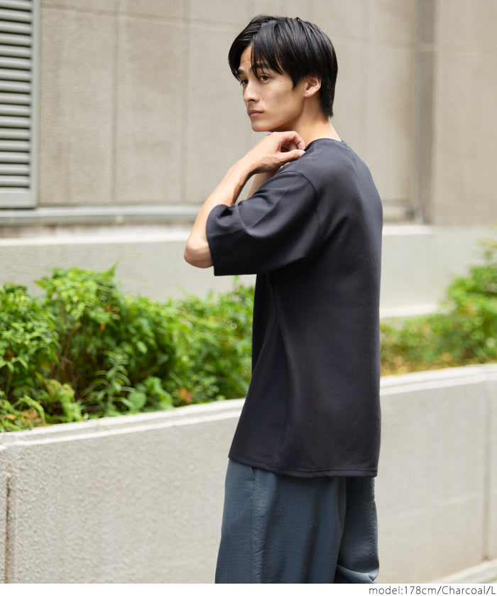 男裝柔彈觸感短袖素色上衣