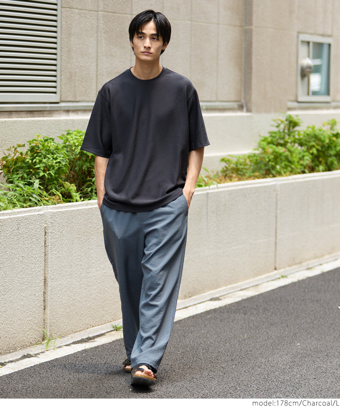 男裝柔彈觸感短袖素色上衣