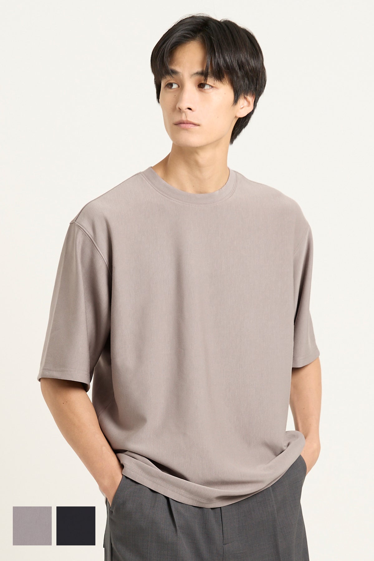 男裝柔彈觸感短袖素色上衣