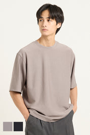 男裝柔彈觸感短袖素色上衣