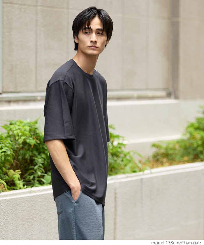 男裝柔彈觸感短袖素色上衣