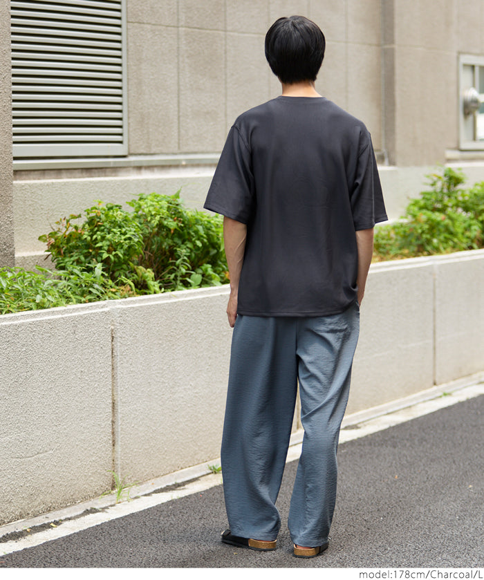 男裝柔彈觸感短袖素色上衣