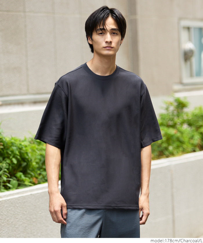 男裝柔彈觸感短袖素色上衣