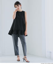 Elegant ruffled back-strap sleeveless A-line vest