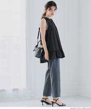 Elegant ruffled back-strap sleeveless A-line vest