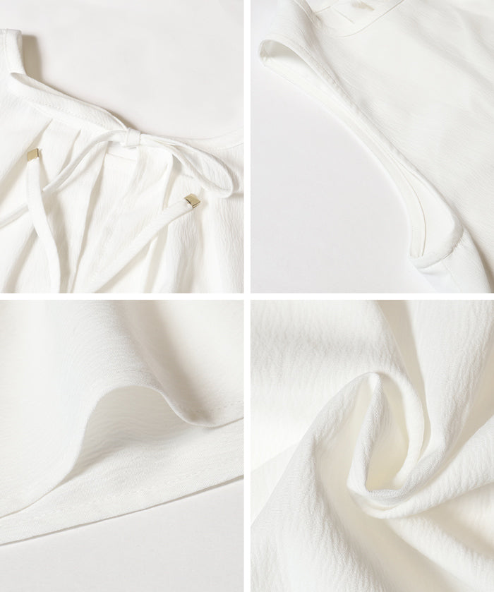 Elegant ruffled back-strap sleeveless A-line vest