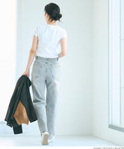 ripped straight-leg high-waist jeans