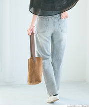 ripped straight-leg high-waist jeans