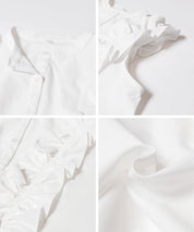 Japanese style ruffled sleeveless shirt for commuting