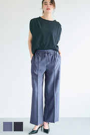 Elastic denim style commuter mid-line wide-leg pants