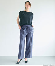 Elastic denim style commuter mid-line wide-leg pants