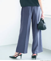 Elastic denim style commuter mid-line wide-leg pants