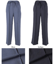 Elastic denim style commuter mid-line wide-leg pants
