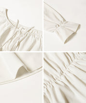 2 way boat neckline waist-cinching long-sleeved top