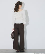 2 way boat neckline waist-cinching long-sleeved top