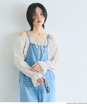 2 way boat neckline waist-cinching long-sleeved top