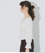 2 way boat neckline waist-cinching long-sleeved top