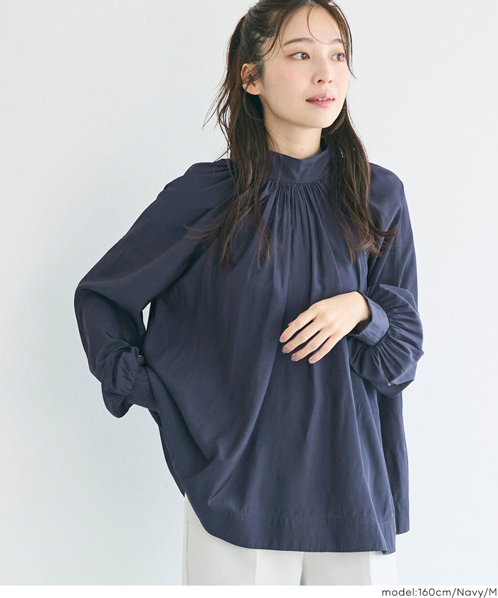 氣質立領後綁帶造型長袖襯衫