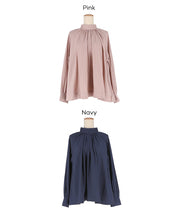 氣質立領後綁帶造型長袖襯衫