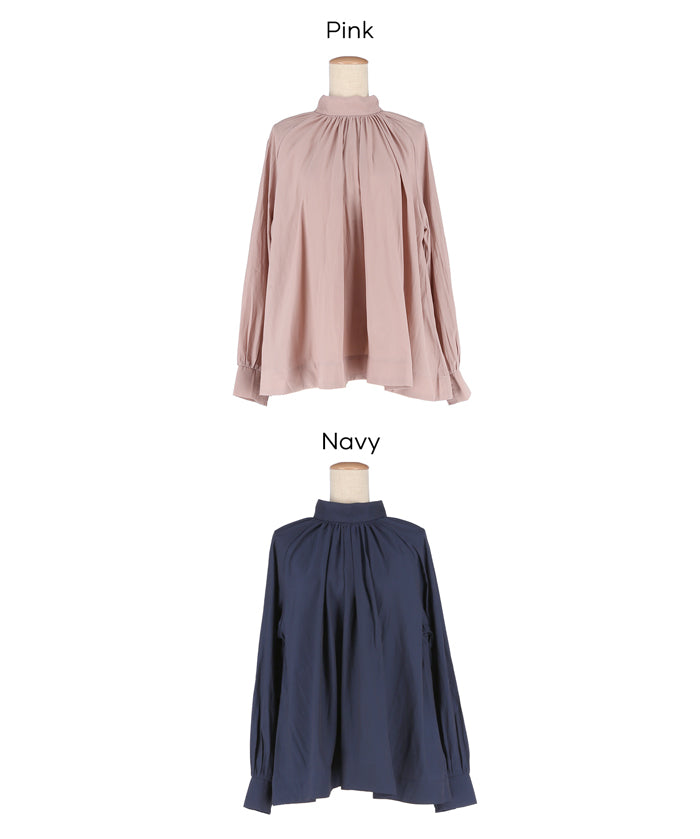 氣質立領後綁帶造型長袖襯衫