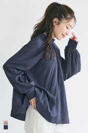 氣質立領後綁帶造型長袖襯衫