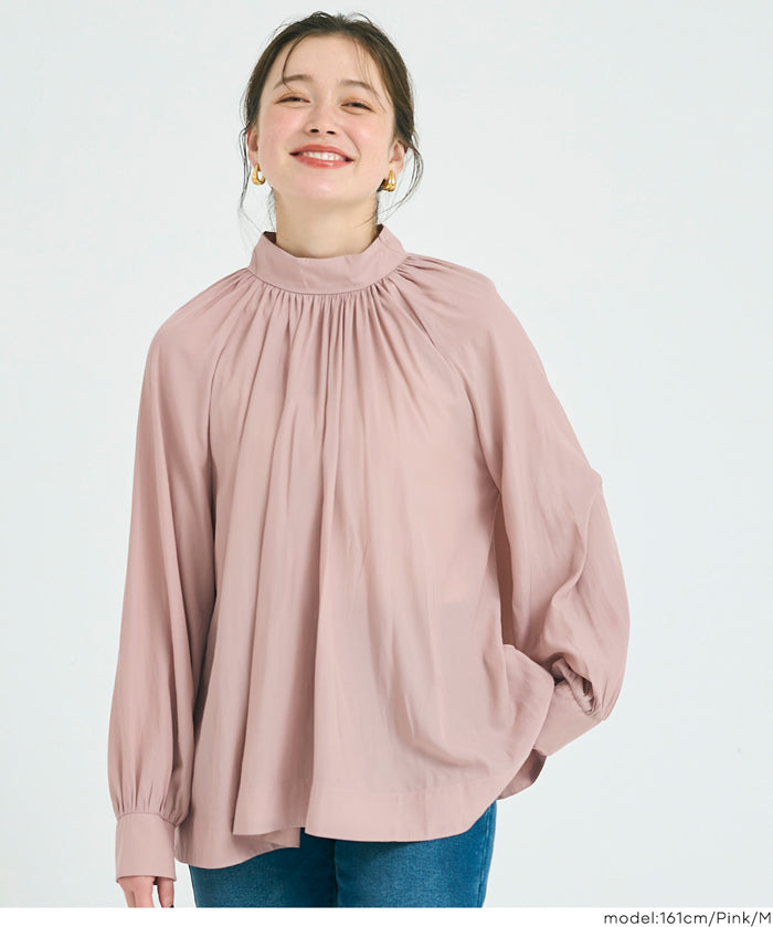 氣質立領後綁帶造型長袖襯衫